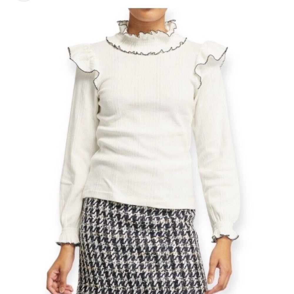 Sandro Cotton Rich Ruffled Top Women's Size medium